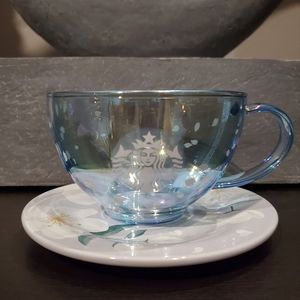 NWT Starbucks Korea Cherry Blooming Blue Ceramic Saucer
